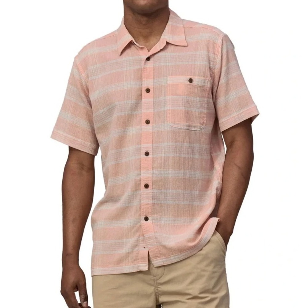 Patagonia AC Shirt XXL Pink Plaid Organic Cotton Short Sleeve NWT Button Down